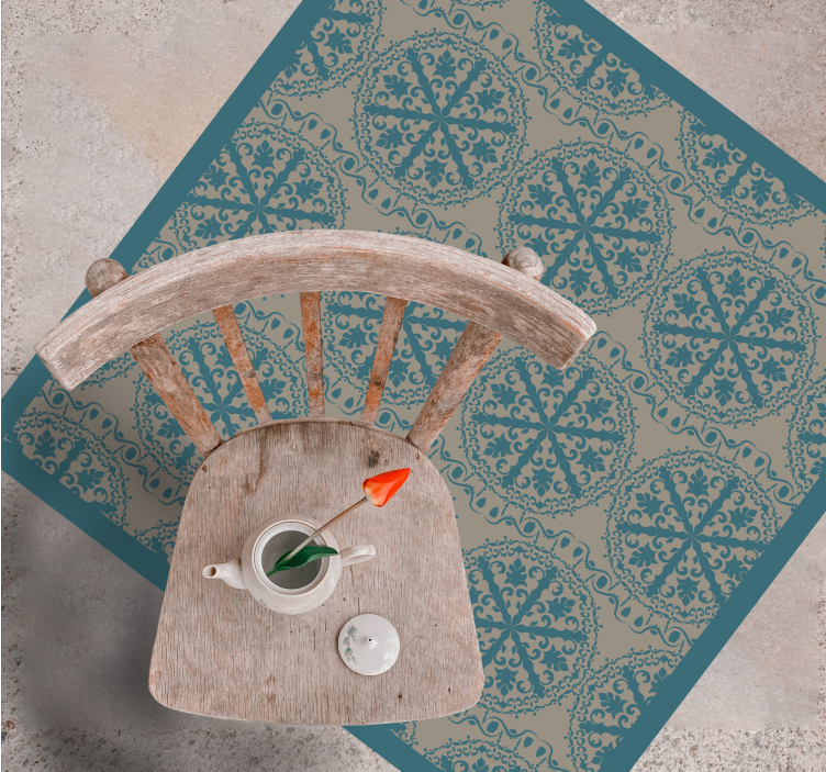 독특한 파란색과 회색 패턴의 빈티지 깔개 - TenStickers