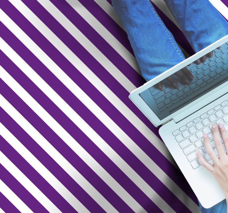 세로 흰색 보라색 무늬 사각 비닐 깔개 - TenStickers