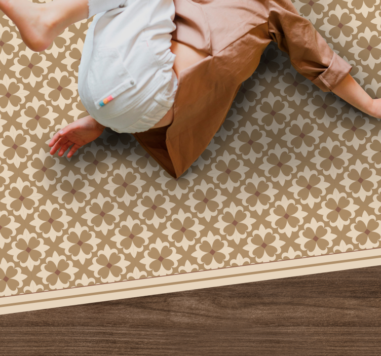 빈티지 베이지 제곱 패턴 타일 카펫 - TenStickers