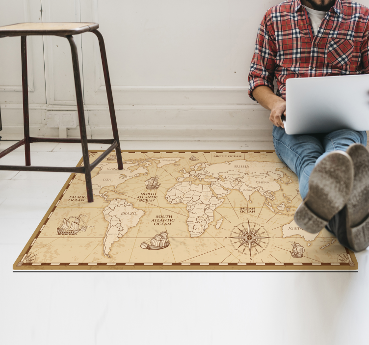놀라운 빈티지 세계지도 비닐 깔개 - TenStickers