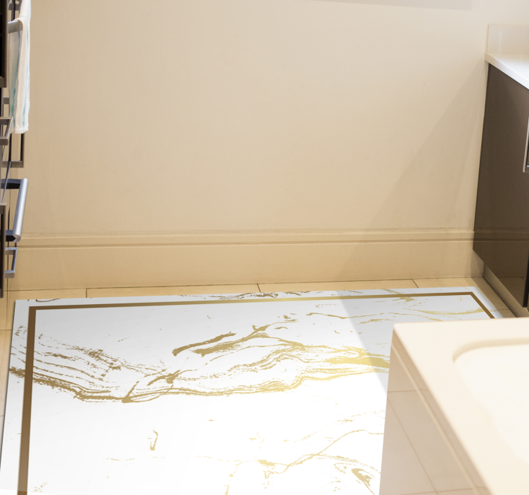 흰색과 금색 대리석 효과 질감 비닐 깔개 - TenStickers