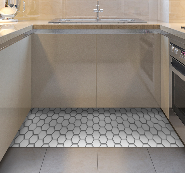 흰색 육각형 타일 주방 바닥 타일 - TenStickers