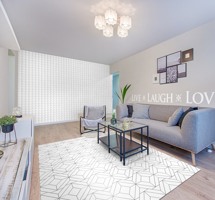 흰색 자판지 기하학 무늬 비닐 깔개 - TenStickers