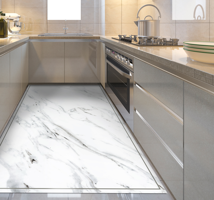 비닐 카펫 스톤 효과 하얀 대리석 - TenStickers