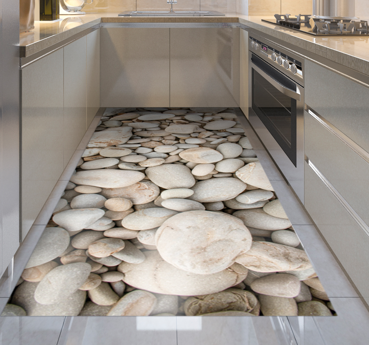 흰색 작은 돌 주방 비닐 러그 - TenStickers