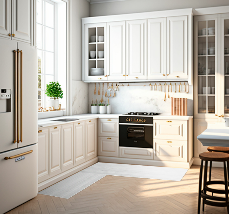 흰색 나무 주방 비닐 러그 - TenStickers