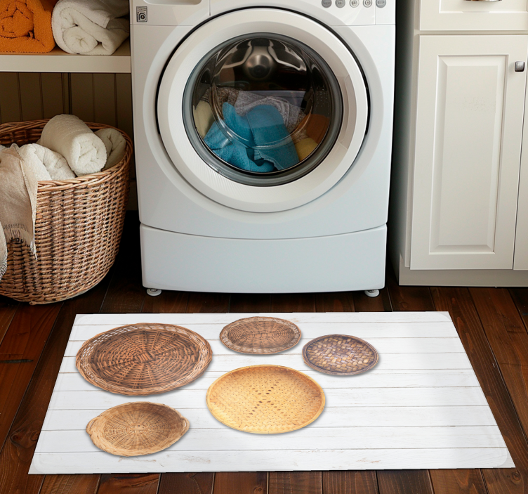 우드 효과 비닐 카펫 위커 바구니 목재 질감 - TenStickers