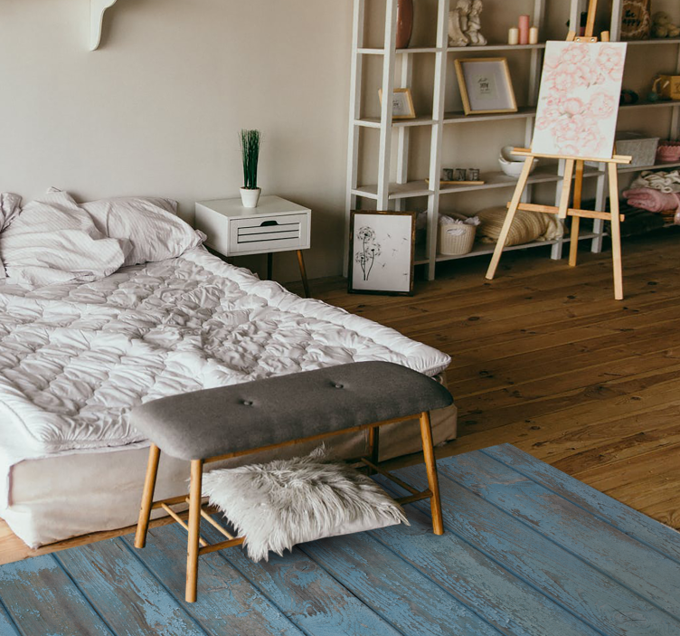 우드 효과 비닐 카펫 블루 올드 플랭크 - TenStickers