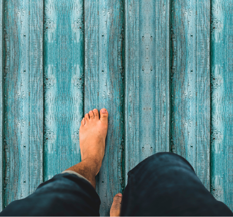 우드 효과 비닐 카펫 빈티지 블루 모티프 - TenStickers