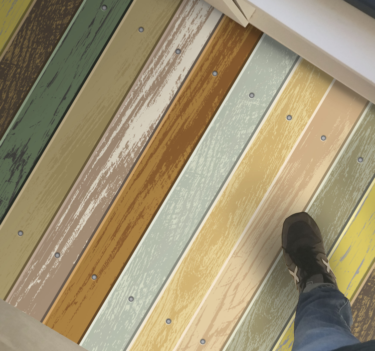 우드 효과 비닐 카펫 고민 줄무늬 - TenStickers