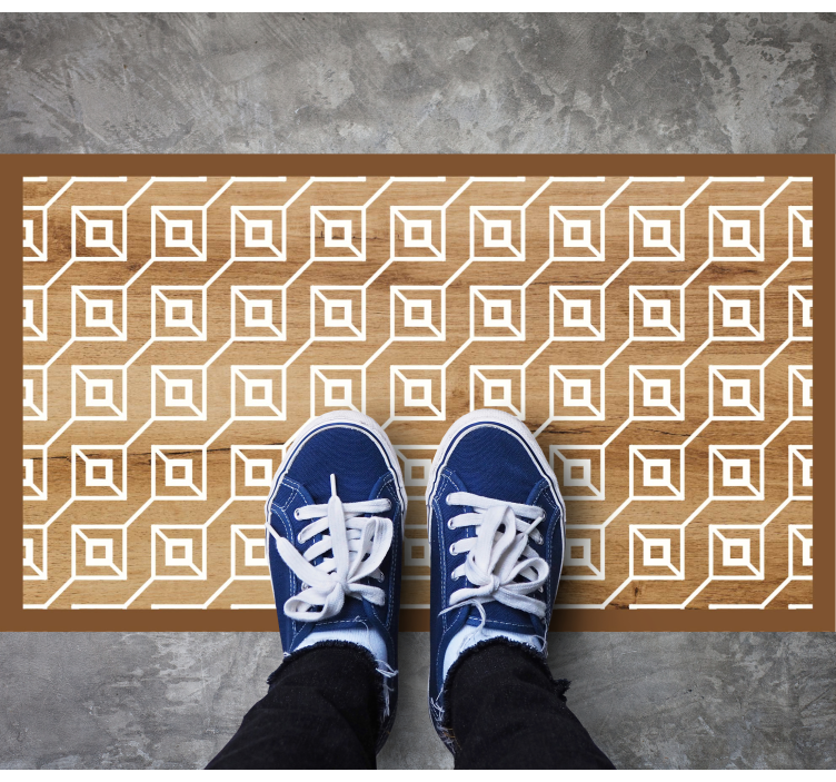 우드 효과 비닐 카펫 기하학적 무늬 - TenStickers