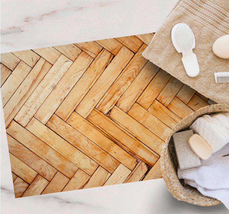 우드 효과 비닐 카펫 헤링본 패턴 - TenStickers