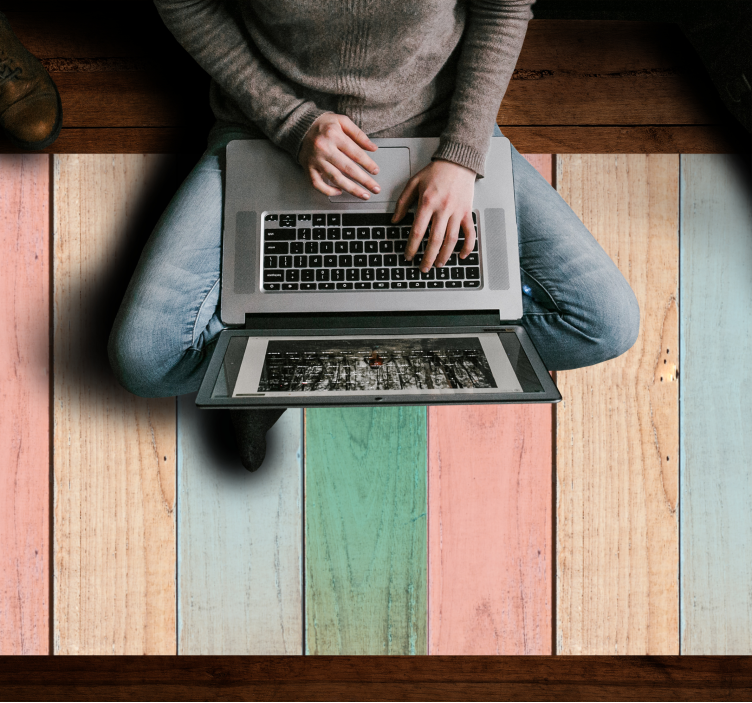 우드 효과 비닐 카펫 파스텔 플랭크 표면 - TenStickers