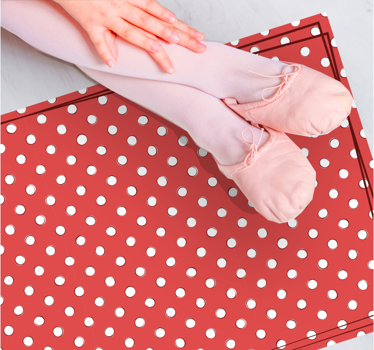 우드 효과 비닐 카펫 빨간 물방울 무늬 - TenStickers