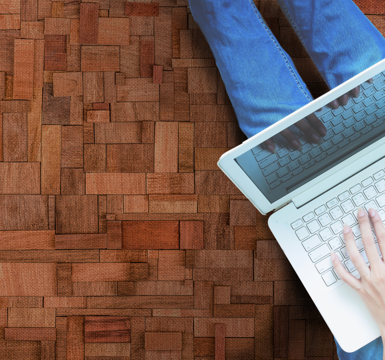 우드 효과 비닐 카펫 따뜻한 블록 패턴 - TenStickers