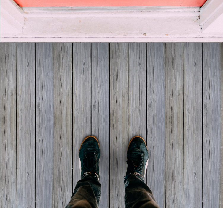 우드 효과 비닐 카펫 노후된 회색 판재 - TenStickers