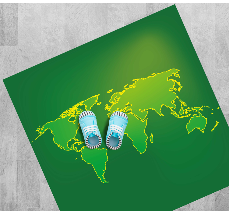 세계 지도 비닐 카펫 녹색 세계 윤곽 - TenStickers