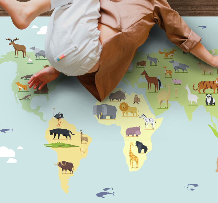 세계 지도 비닐 카펫 아동용 스타일 - TenStickers