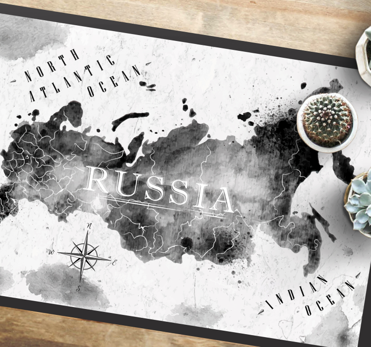 세계 지도 비닐 카펫 흑백 세계지도 - TenStickers