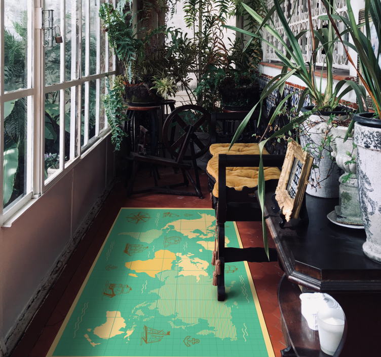 세계 지도 비닐 카펫 해상 탐사 지도 - TenStickers