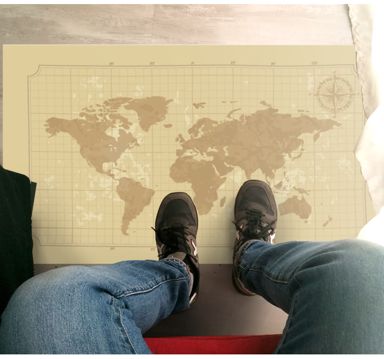 세계 지도 비닐 카펫 빈티지 그래픽 지도 - TenStickers