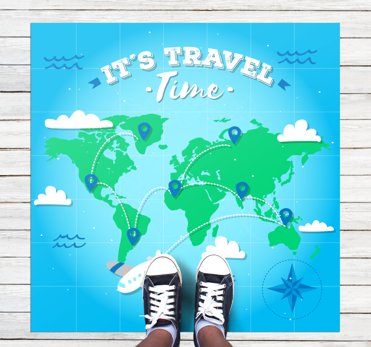 세계 지도 비닐 카펫 세계지도 탐험 - TenStickers