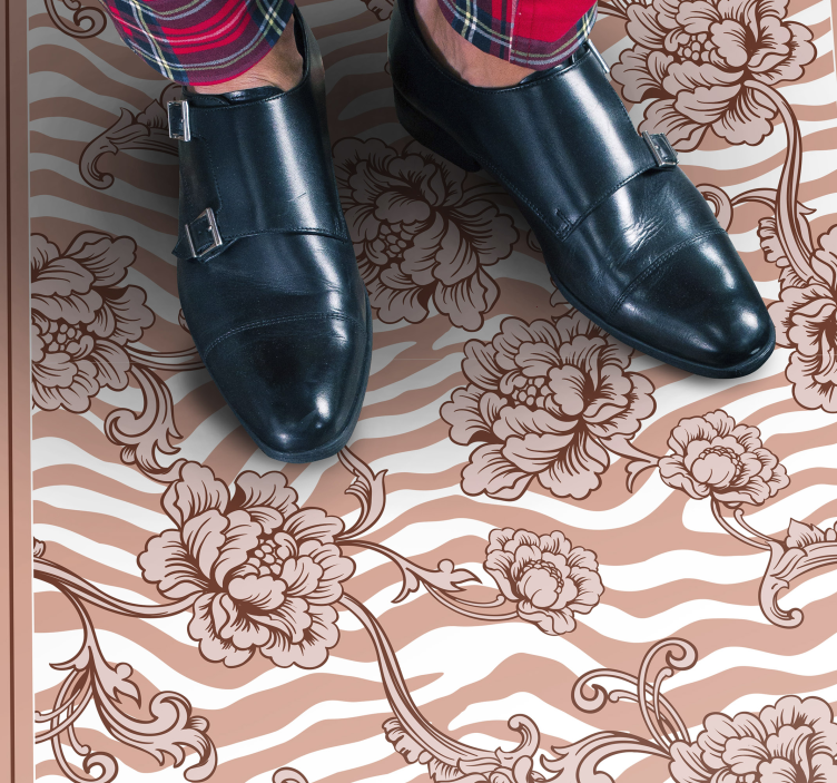 지브라 프린트 및 장식용 산호 플로럴 러그 - TenStickers