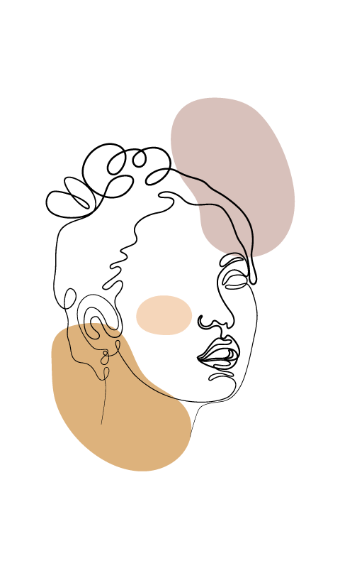 비닐 카펫 화이트 추상 얼굴과 원 - TenStickers