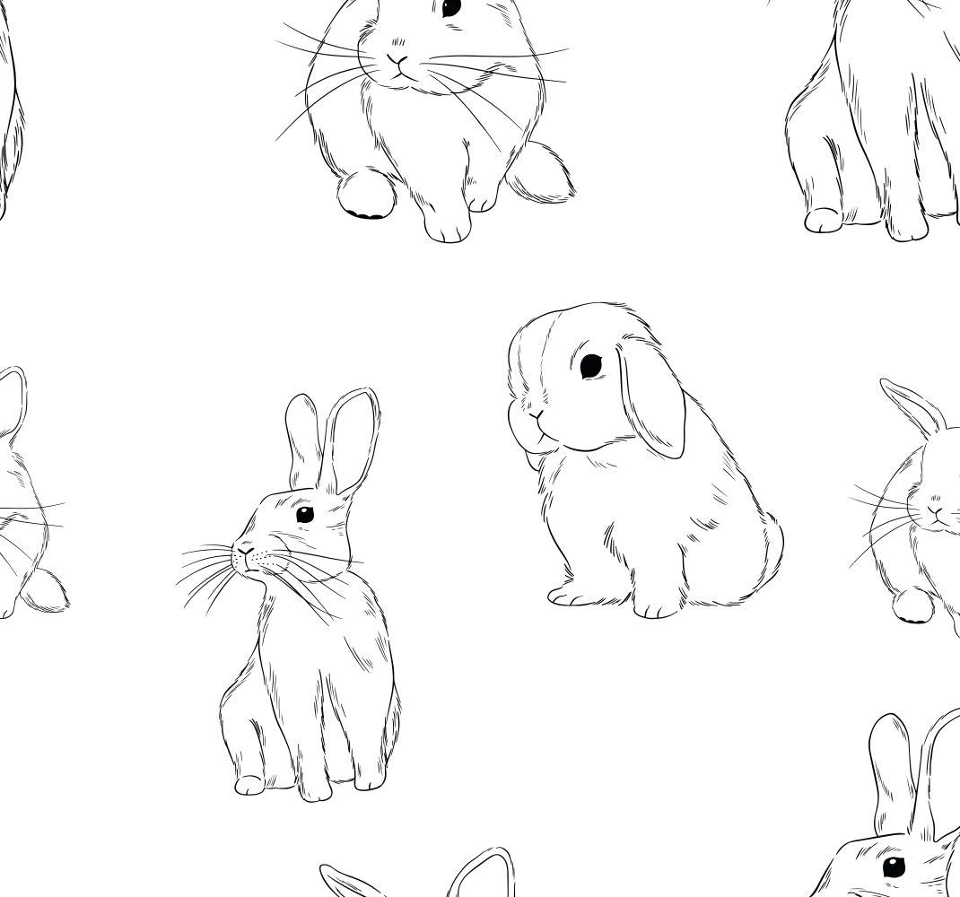 비닐 카펫 화이트 흰 토끼 - TenStickers