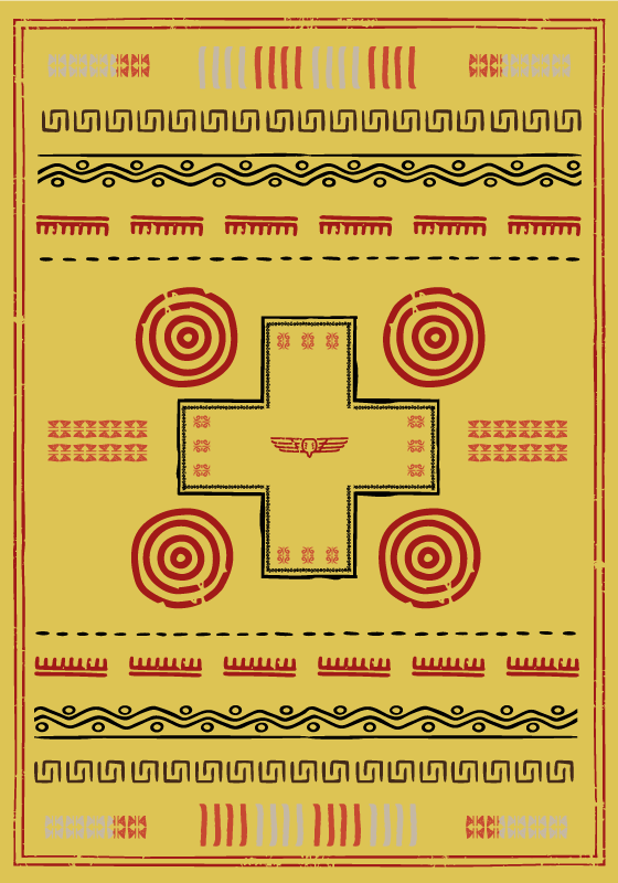 비닐 카펫 옐로우 민속 디자인 - TenStickers