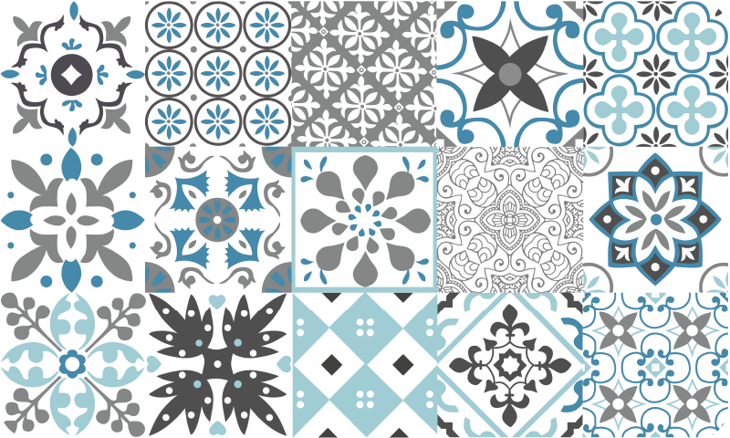 비닐 주방 카펫 파란색 모자이크 - TenStickers