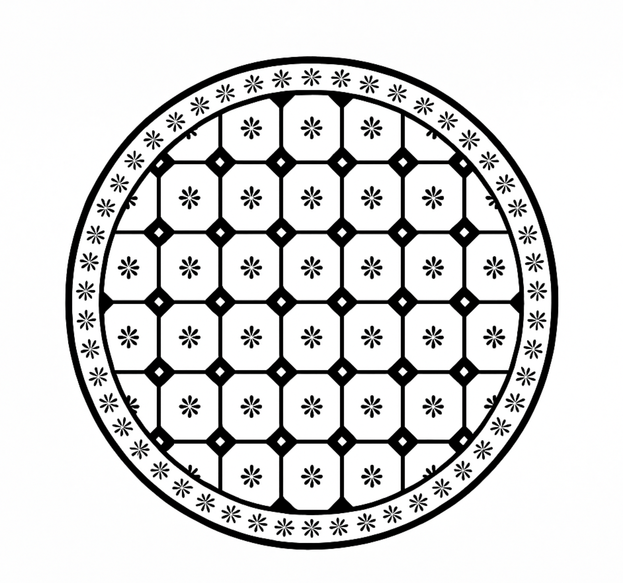 레스토랑용 비닐 카펫 흑백 타일 패턴 - TenStickers