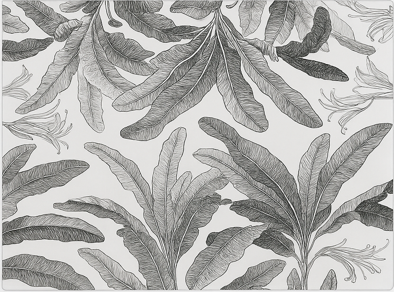 비닐 주방 카펫 우아한 회색 야자수 - TenStickers