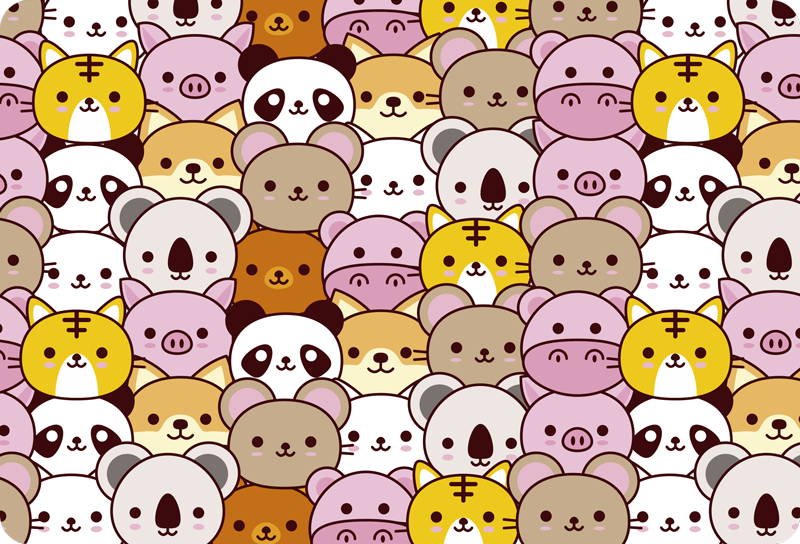 비닐 카펫 동물 귀여운 아기들 - TenStickers