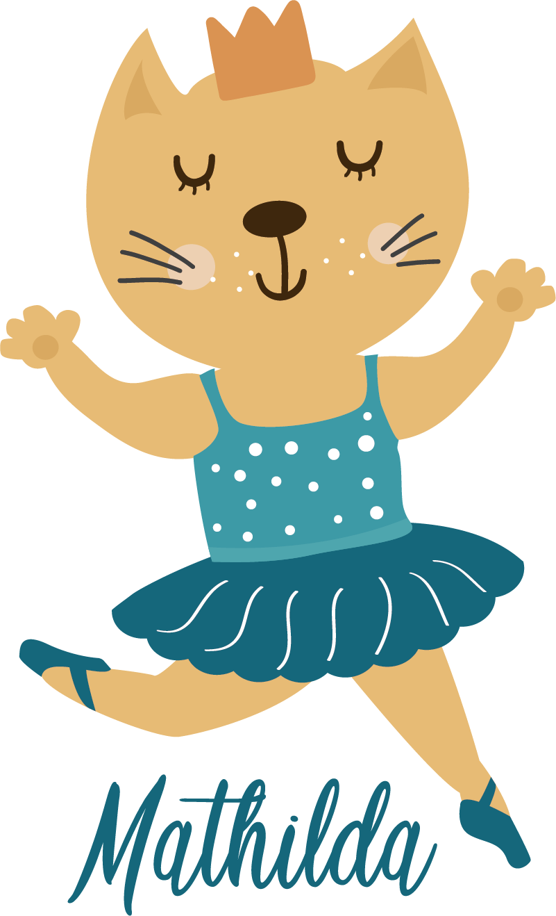 비닐 카펫 동물 이름이 있는 춤추는 고양이 - TenStickers