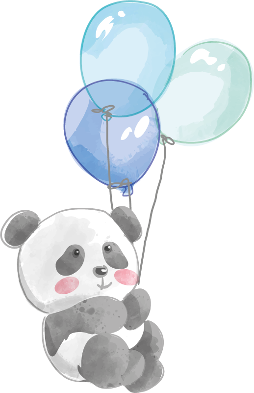 비닐 카펫 동물 아기 반다 세 개의 풍선을 들고 있어요 - TenStickers