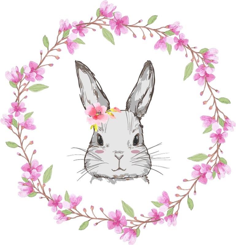 비닐 카펫 동물 아이들을 위한 아프리카의 토끼 소녀 - TenStickers