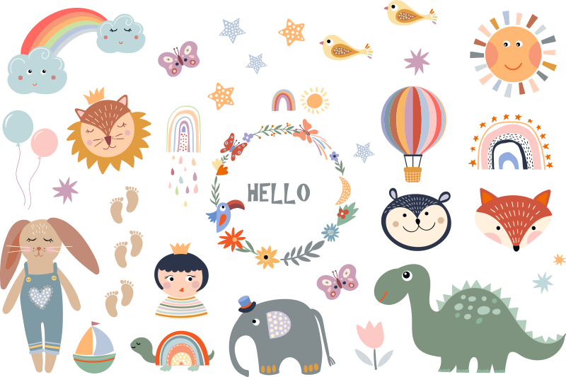 비닐 카펫 동물 아동용 플로럴 디자인 - TenStickers