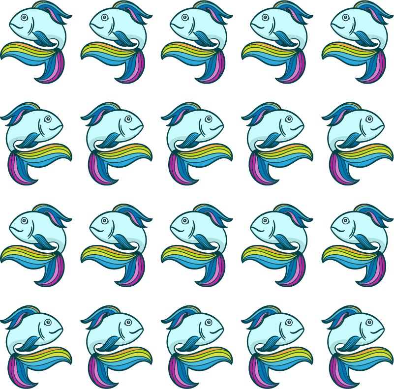 비닐 카펫 동물 블루 네온 피쉬 - TenStickers