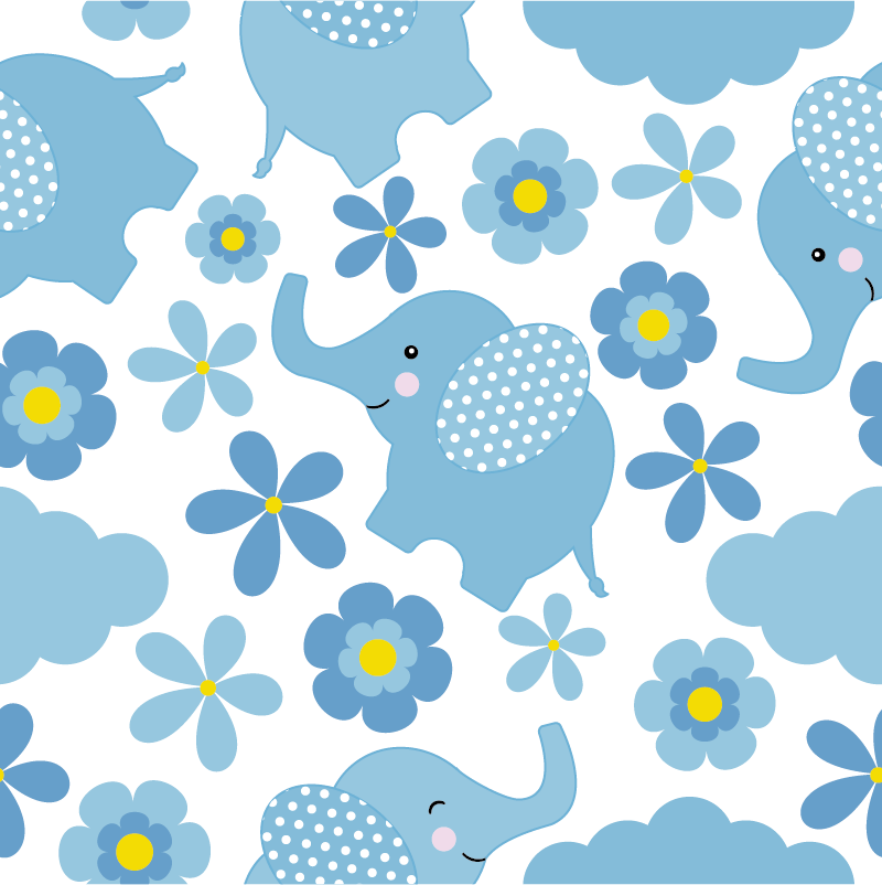 비닐 카펫 동물 파란 아기 코끼리 - TenStickers