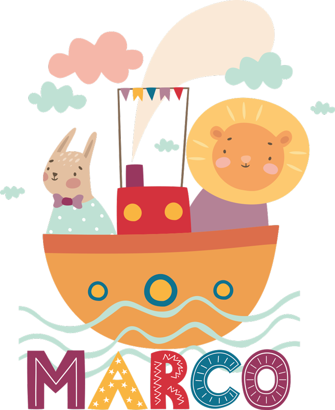 비닐 카펫 동물 보트 위의 동물 - TenStickers