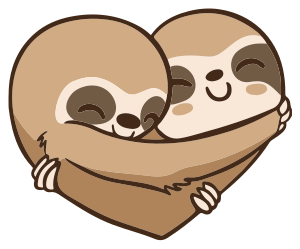 비닐 카펫 동물 애니메이션 나무늘보 하트 - TenStickers