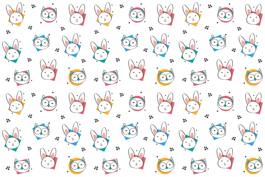 비닐 카펫 동물 부엉이 토끼 패턴 - TenStickers