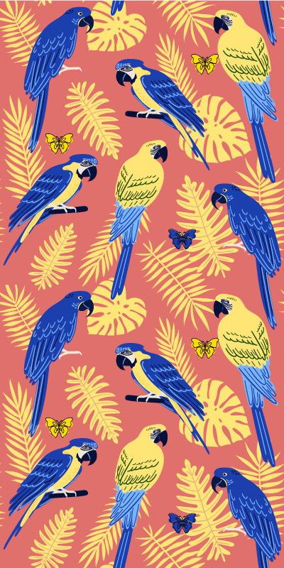 비닐 카펫 동물 앵무새와 나비 - TenStickers