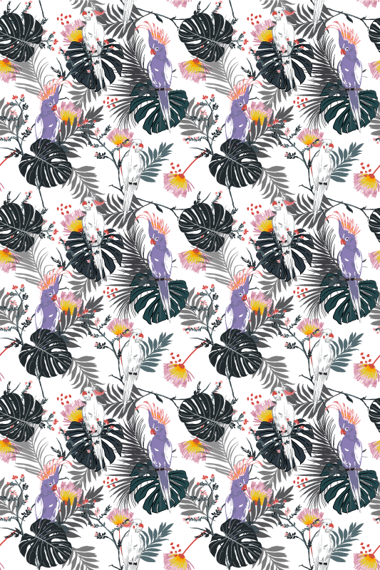 비닐 카펫 동물 빨간색과 보라색 앵무새 - TenStickers