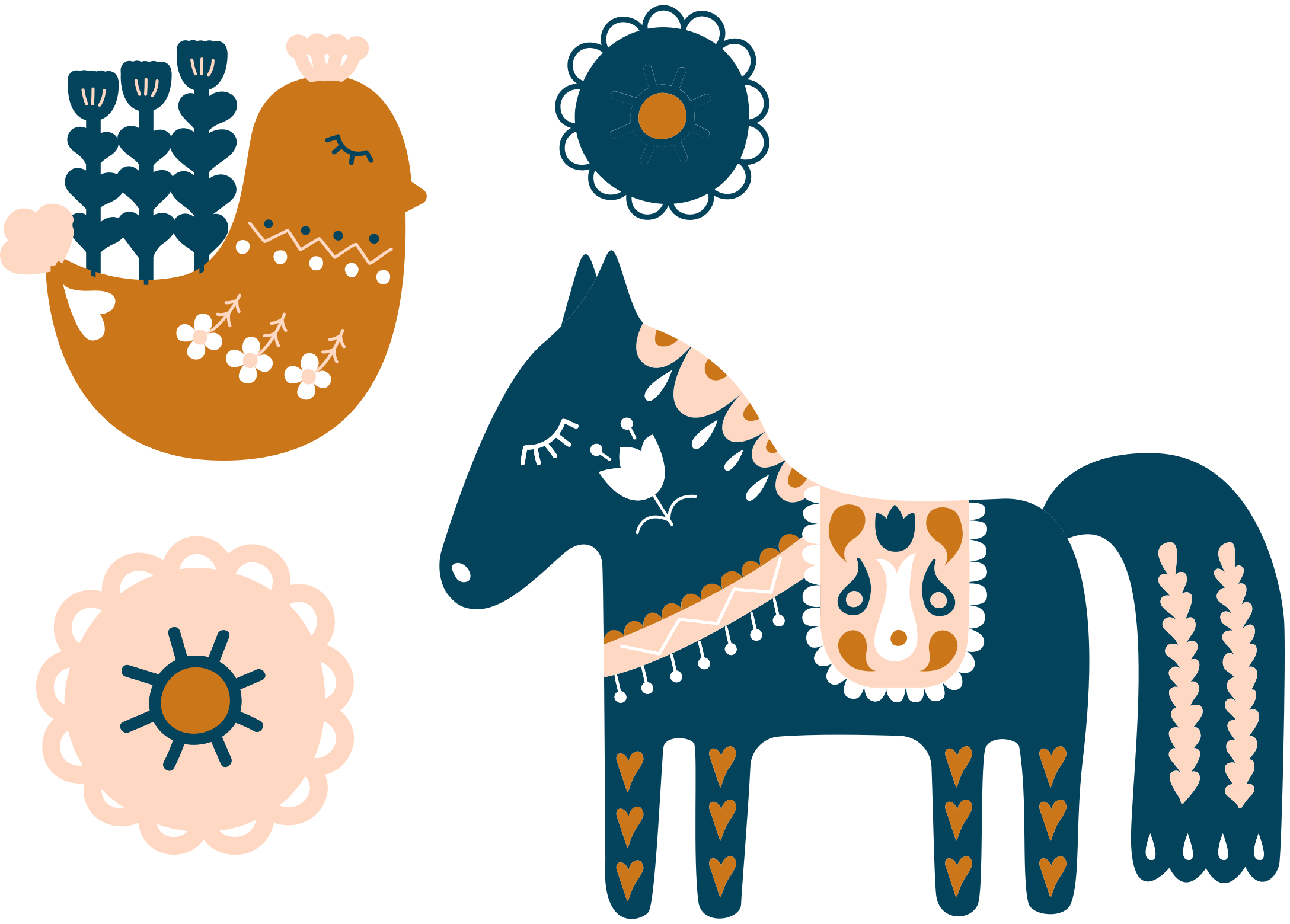 비닐 카펫 동물 다채로운 민속 동물 - TenStickers