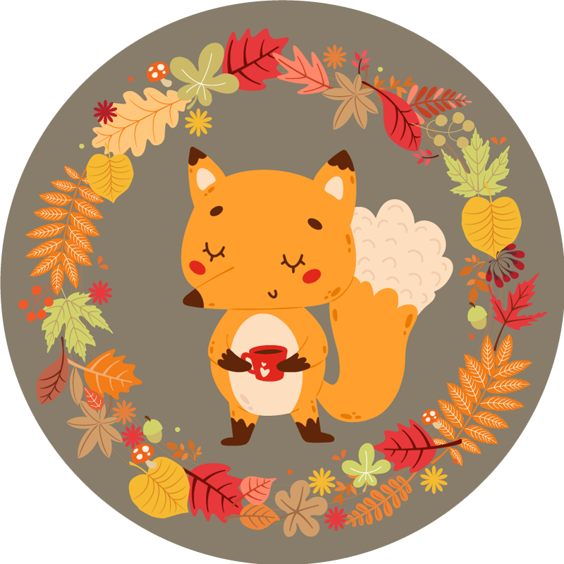 비닐 카펫 동물 매력적인 여우 조각상 - TenStickers