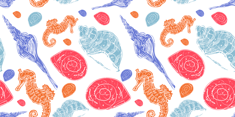 비닐 카펫 동물 다채로운 바다 생물 - TenStickers