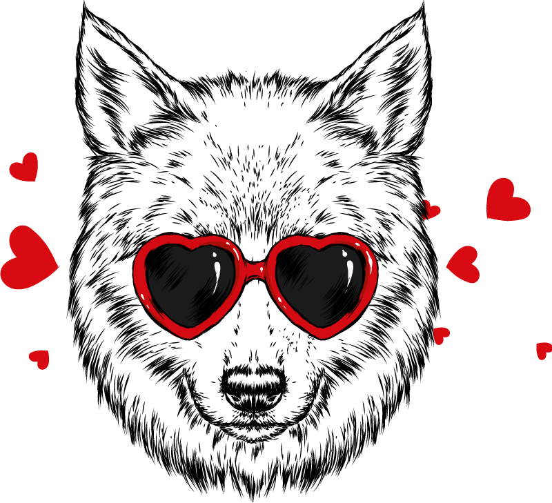 비닐 카펫 동물 장난기 가득한 늑대 엠블럼 - TenStickers