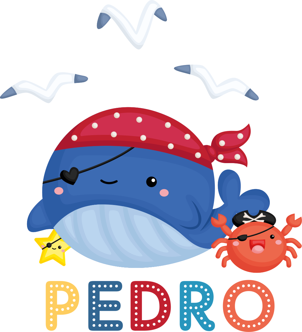 비닐 카펫 동물 귀여운 해적 고래 - TenStickers